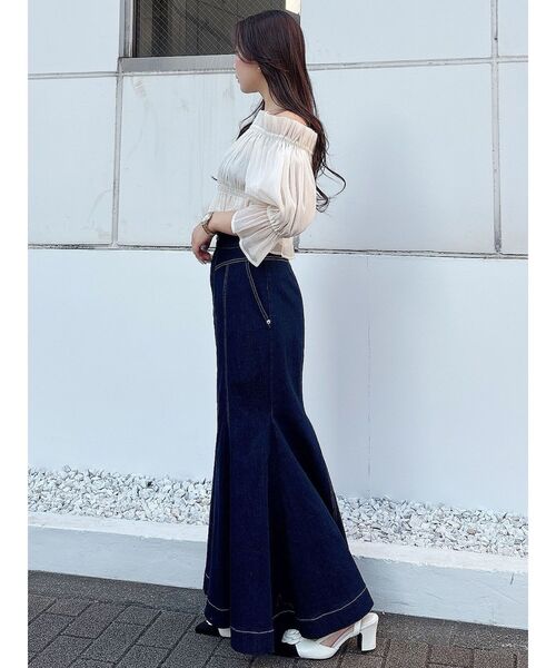 MERCURYDUO（マーキュリーデュオ）の「ステッチワークデニムマーメイドスカート（スカート・レディース・インディゴブルー/ブルー・MEDIUM/SMALL）」の21枚目の写真