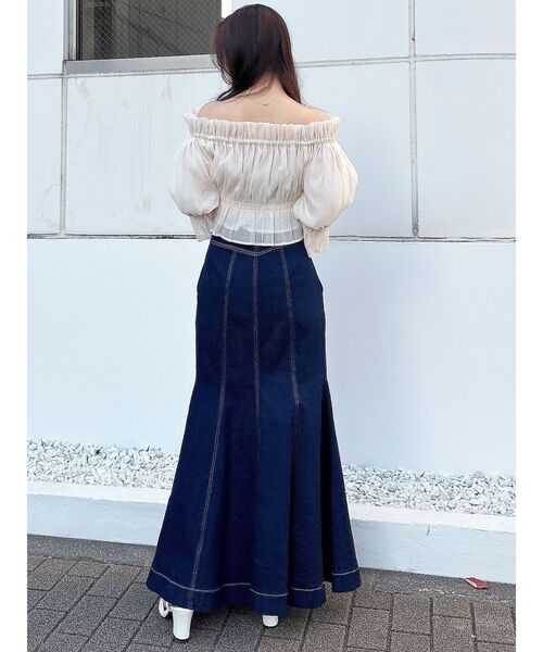 MERCURYDUO（マーキュリーデュオ）の「ステッチワークデニムマーメイドスカート（スカート・レディース・インディゴブルー/ブルー・MEDIUM/SMALL）」の22枚目の写真