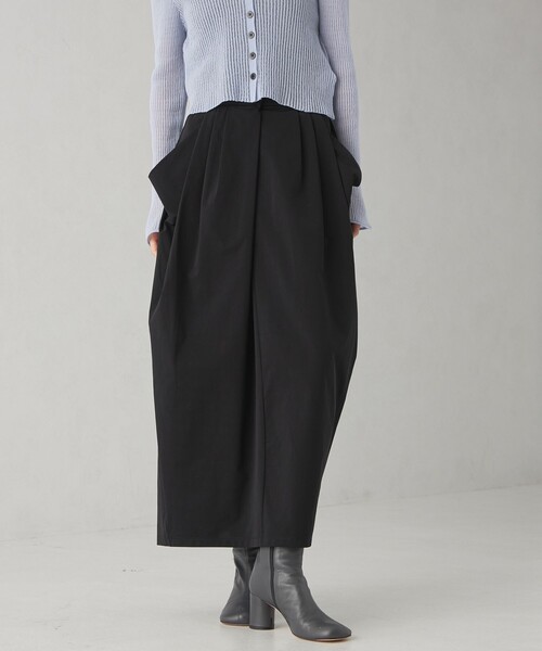 EMMEL REFINES（エメルリファインズ）の「＜EMMEL REFINES＞EMタック タフタジャージ スカート（スカート・レディース・ブラック/オフホワイト・M/S）」の2枚目の写真