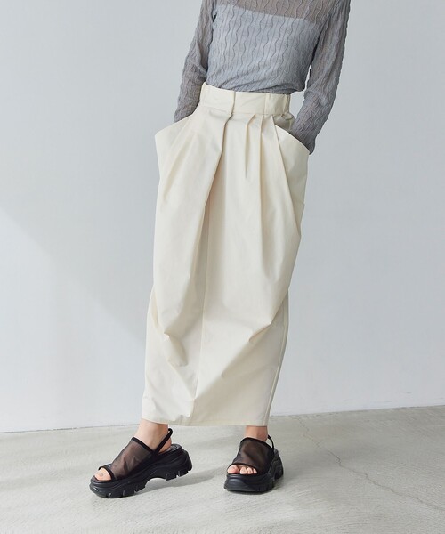 EMMEL REFINES（エメルリファインズ）の「＜EMMEL REFINES＞EMタック タフタジャージ スカート（スカート・レディース・ブラック/オフホワイト・M/S）」の19枚目の写真