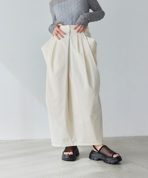 EMMEL REFINES（エメルリファインズ）の「＜EMMEL REFINES＞EMタック タフタジャージ スカート（スカート・レディース・ブラック/オフホワイト・M/S）」の8枚目の写真