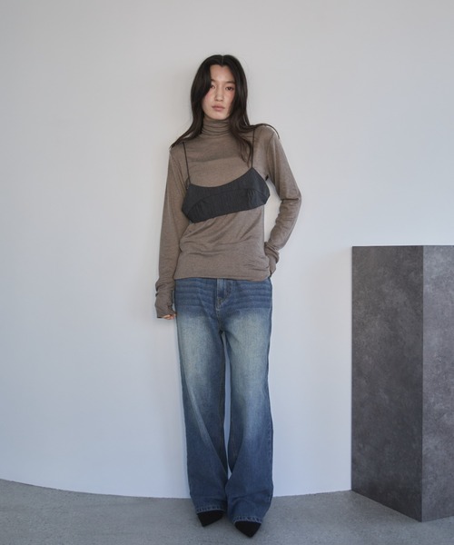 feepur(フェピュール)の「ウール混シアーハイネックロンTee(Tシャツ/カットソー・レディース・ブラック/オフホワイト/チャコールグレー/ブラウン/杢グレー・MEDIUM)」の14枚目の写真