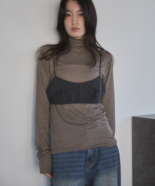 feepur(フェピュール)の「ウール混シアーハイネックロンTee(Tシャツ/カットソー・レディース・ブラック/オフホワイト/チャコールグレー/ブラウン/杢グレー・MEDIUM)」の19枚目の写真