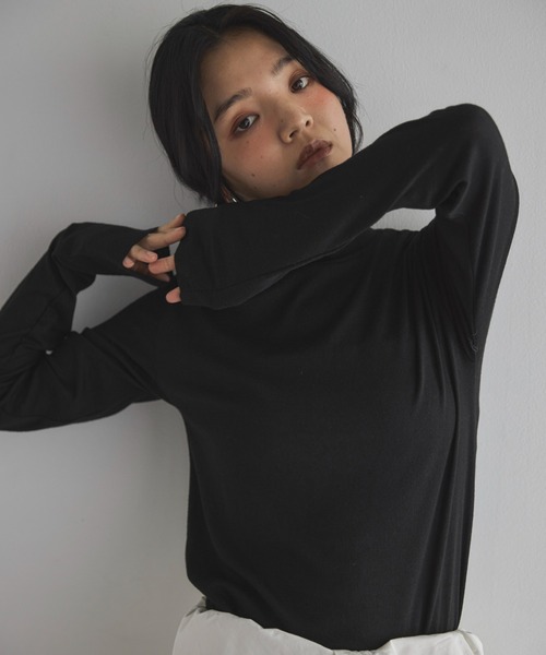 feepur(フェピュール)の「ウール混シアーハイネックロンTee(Tシャツ/カットソー・レディース・ブラック/オフホワイト/チャコールグレー/ブラウン/杢グレー・MEDIUM)」の7枚目の写真