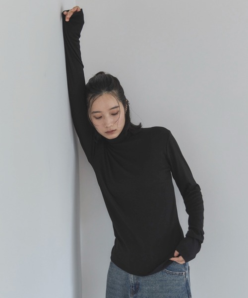 feepur(フェピュール)の「ウール混シアーハイネックロンTee(Tシャツ/カットソー・レディース・ブラック/オフホワイト/チャコールグレー/ブラウン/杢グレー・MEDIUM)」の19枚目の写真