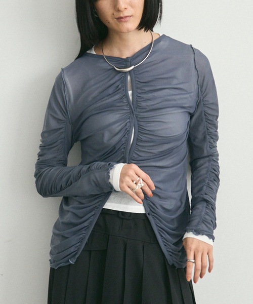 シャーリングトップ / Shirring Top レディース セール】Sheer Shirring Set Tops / シアーシャーリングセット