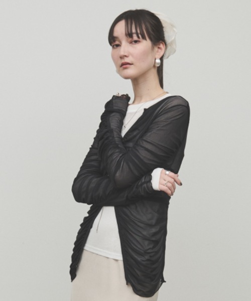 セール】Sheer Shirring Set Tops / シアーシャーリングセット