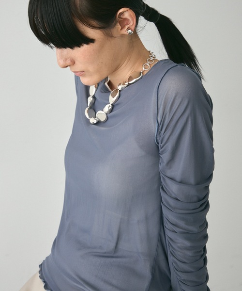 セール】Sheer Shirring Set Tops / シアーシャーリングセット