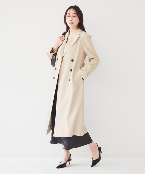 UNTITLED（アンタイトル）の「【通勤】バックサテン トレンチコート（トレンチコート・レディース・ネイビー/ベージュ・44/02/03/04/46/48/50/42/00/01）」の5枚目の写真