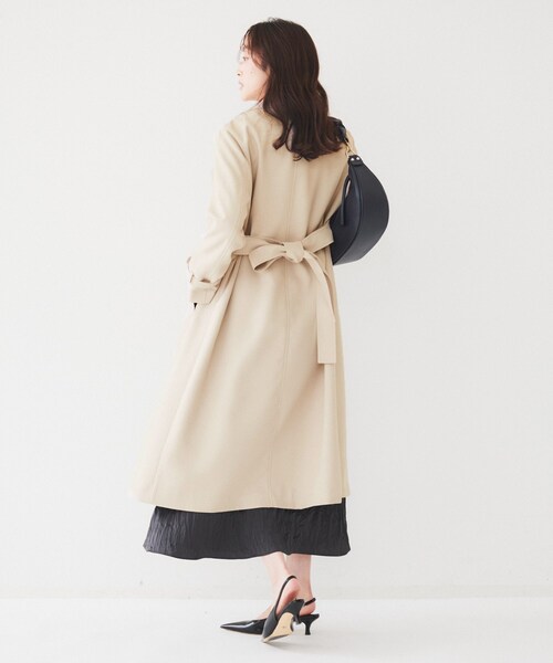 UNTITLED（アンタイトル）の「【通勤】バックサテン トレンチコート（トレンチコート・レディース・ネイビー/ベージュ・44/02/03/04/46/48/50/42/00/01）」の6枚目の写真