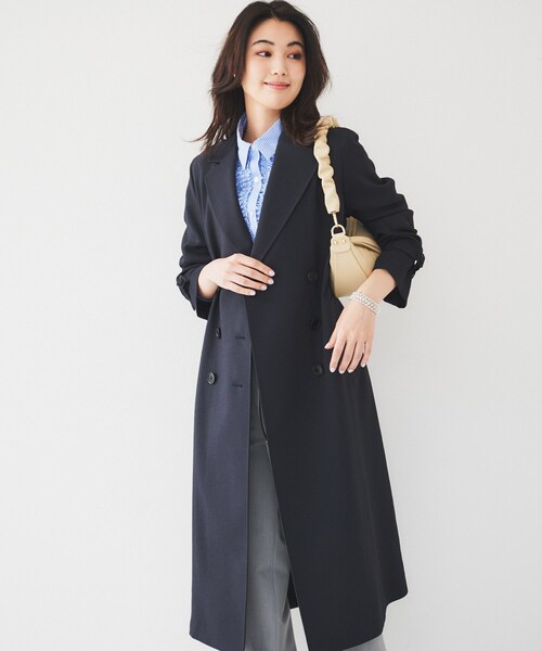 UNTITLED（アンタイトル）の「【通勤】バックサテン トレンチコート（トレンチコート・レディース・ネイビー/ベージュ・44/02/03/04/46/48/50/42/00/01）」の9枚目の写真