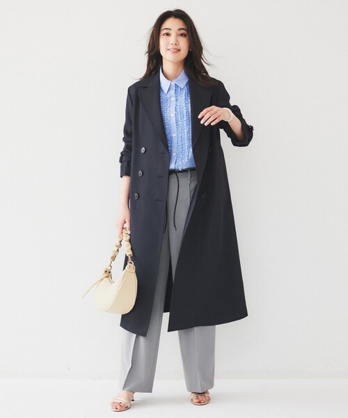 UNTITLED（アンタイトル）の「【通勤】バックサテン トレンチコート（トレンチコート・レディース・ネイビー/ベージュ・44/02/03/04/46/48/50/42/00/01）」の11枚目の写真