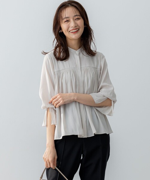 組曲(クミキョク)の「ギャザーライトデシン ブラウス(シャツ/ブラウス・レディース・ピンク系/ブラック系/アイボリー系・S2)」の16枚目の写真