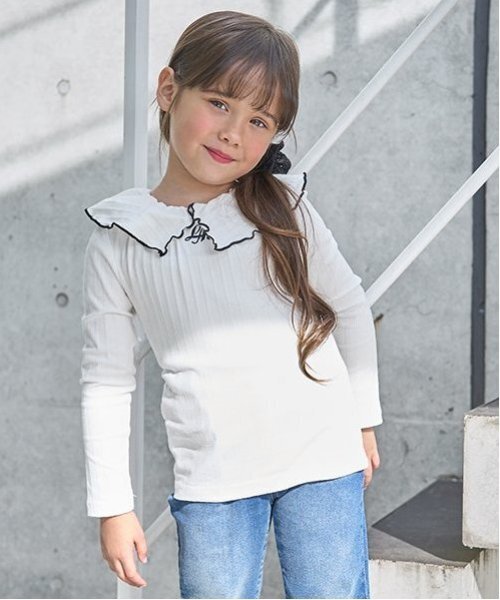 セール】【前後どっちでもOK!】衿つき長袖Tシャツ（Tシャツ/カットソー