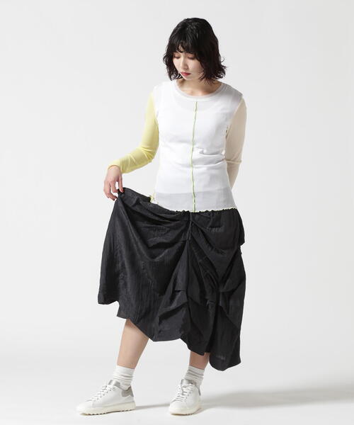 AULA AILA(アウラアイラ)の「AULA AILA/アウラアイラ/別注チュールカラーブロックインナー(Tシャツ/カットソー・レディース・ブラック/ホワイト・0)」の9枚目の写真