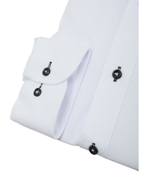 m.f.editorial（エムエフエディトリアル）の「【ストレッチ ノーアイロン 吸水速乾】m.f.エディトリアル メンズ ボタンダウン ビジネスドレス 長袖ニットシャツ（シャツ/ブラウス・メンズ・ホワイト・首回り39cm-裄丈80cm/首回り41cm-裄丈82cm/首回り43cm-裄丈82cm/首回り39cm-裄丈84cm/首回り41cm-裄丈86cm/首回り37cm-裄丈80cm/首回り43cm-裄丈86cm）」の6枚目の写真