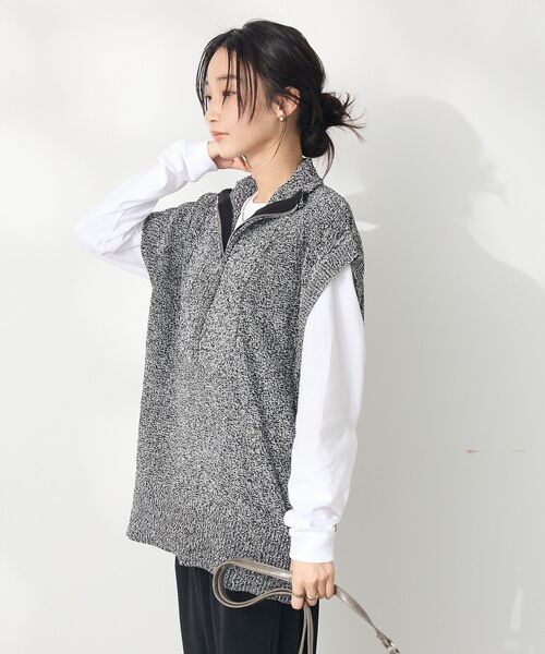 CRAFT STANDARD BOUTIQUE（クラフトスタンダードブティック）の「モールニットジップベスト（ベスト・レディース・ブラック/ベージュ・FREE）」の5枚目の写真