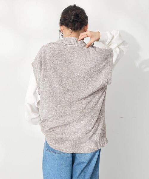 CRAFT STANDARD BOUTIQUE（クラフトスタンダードブティック）の「モールニットジップベスト（ベスト・レディース・ブラック/ベージュ・FREE）」の13枚目の写真