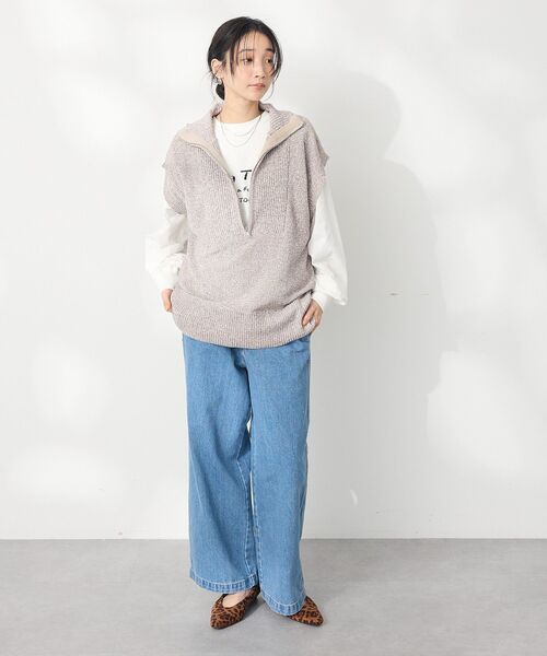 CRAFT STANDARD BOUTIQUE（クラフトスタンダードブティック）の「モールニットジップベスト（ベスト・レディース・ブラック/ベージュ・FREE）」の15枚目の写真