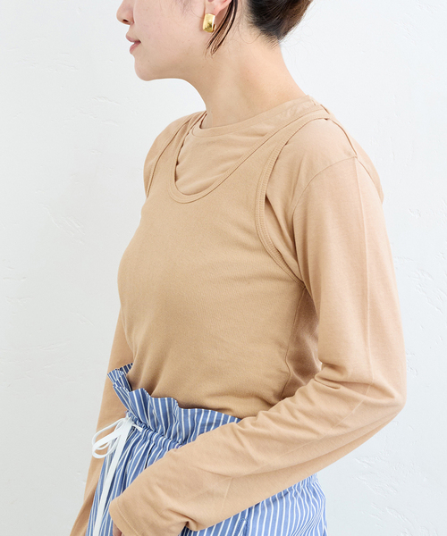 JOURNAL STANDARD(ジャーナルスタンダード)の「シアーテレコタンク(タンクトップ・レディース・ベージュ/ネイビー/ブラウン/ピンク・FREE)」の12枚目の写真