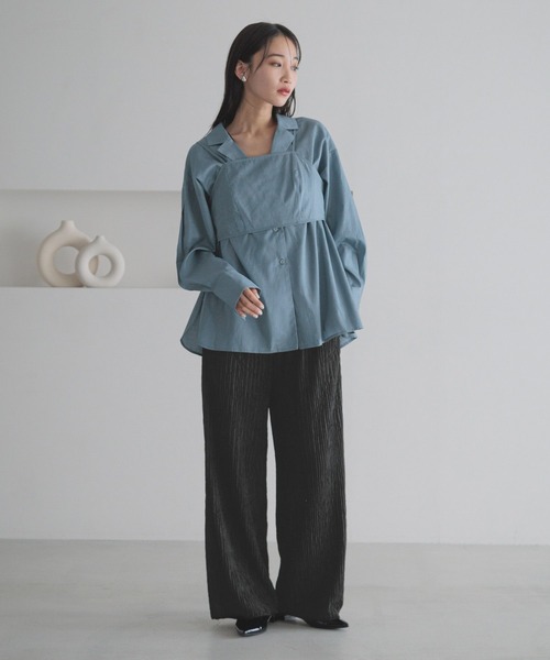 LOWRYS FARM（ローリーズファーム）の「カイキン２Ｐシャツロングスリーブ 289776（シャツ/ブラウス・レディース・アイボリー/ブラック/ブルー・FREE）」の5枚目の写真