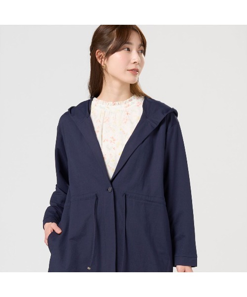 ネイビー フード付きコート KOEISTORE ロングコート レディース 春 夏 春夏 黒 フード付き