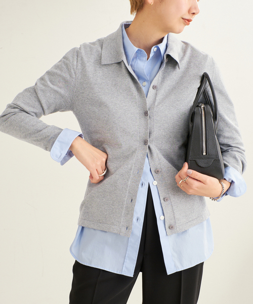 plage（プラージュ）の「Collar Knit カーディガン（カーディガン/ボレロ・レディース・チャコールグレー/ベージュ・FREE）」の6枚目の写真