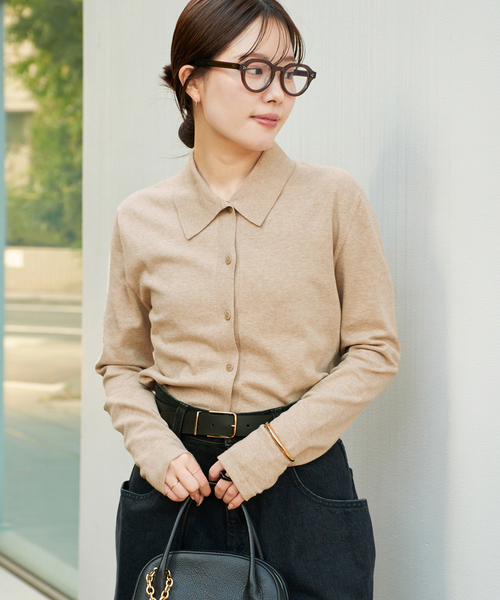 plage（プラージュ）の「Collar Knit カーディガン（カーディガン/ボレロ・レディース・チャコールグレー/ベージュ・FREE）」の18枚目の写真