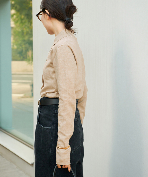 plage（プラージュ）の「Collar Knit カーディガン（カーディガン/ボレロ・レディース・チャコールグレー/ベージュ・FREE）」の21枚目の写真