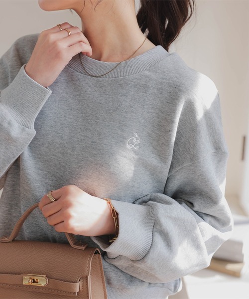 低身長向けサイズ ] 胸元刺繍ベーシックスウェット（スウェット