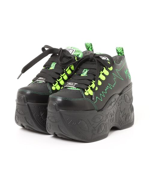 YOSUKE（ヨースケ）の「「YOSUKE/ヨースケ」厚底レースアップスニーカー（スニーカー・レディース・ブラック/ブラック×グリーン/ブラック×パープル/ホワイト・22.5/23/23.5/24/24.5/25）」の4枚目の写真