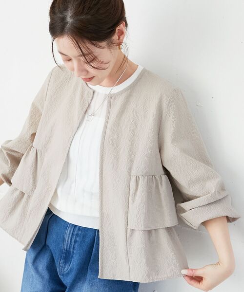 le.coeur blanc（ルクールブラン）の「《大人気マストアイテム！》カラミタンブラーフリルブルゾン（その他トップス・レディース・ブラック/オフホワイト/ベージュ・38）」の10枚目の写真