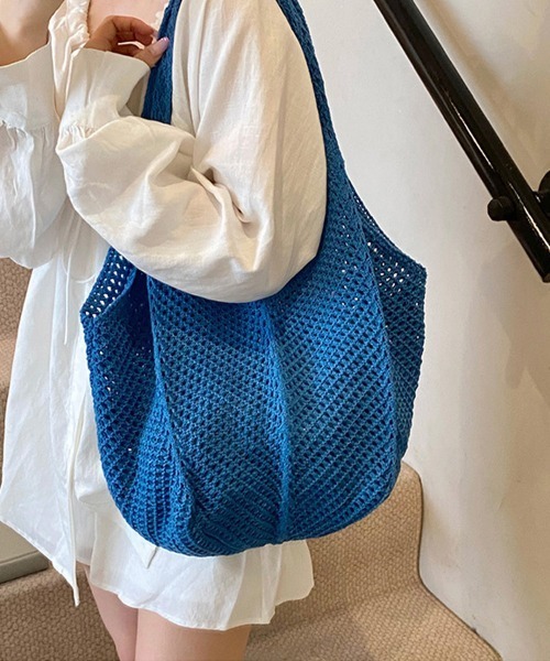 Miniministore(ミニミニストア)の「ニットバッグ トートバッグ レディース(トートバッグ・レディース・ブラック/アイボリー/レッド/ベージュ/グリーン/ライトブルー/ダークブルー/イエロー・FREE)」の6枚目の写真