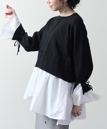 【ZOZO限定商品】スリーブリボンニットドッキングイレヘムトップス