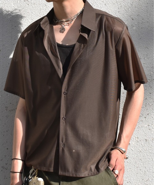 Noen（ノエン）の「レギュラーカラーシアーシャツ（シャツ/ブラウス・メンズ・ネイビー/ブラウン・MEDIUM/LARGE）」の2枚目の写真