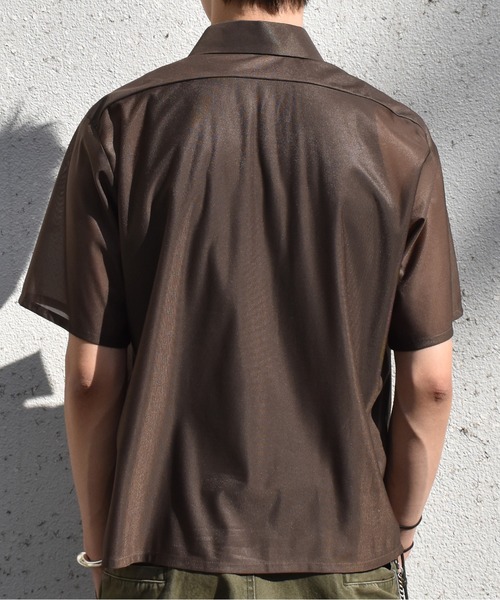 Noen（ノエン）の「レギュラーカラーシアーシャツ（シャツ/ブラウス・メンズ・ネイビー/ブラウン・MEDIUM/LARGE）」の6枚目の写真
