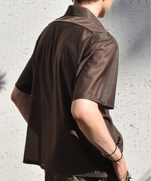 Noen（ノエン）の「レギュラーカラーシアーシャツ（シャツ/ブラウス・メンズ・ネイビー/ブラウン・MEDIUM/LARGE）」の5枚目の写真