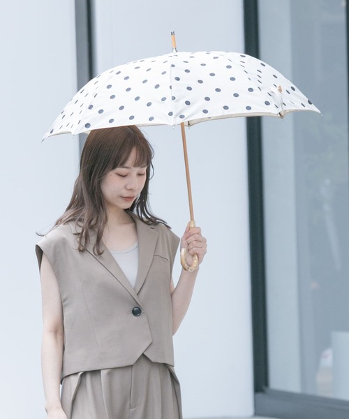 SMELLY（スメリー）の「because　ドットバンブー長傘（長傘・レディース・ブラック/アイボリー・FREE）」の8枚目の写真