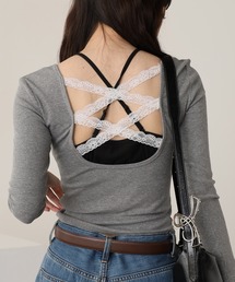バックリボンクロップドTシャツ 秋物 秋服 2026年秋冬