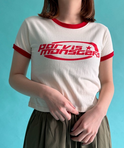WOND(ウォンド)の「WOND/parvisロゴリンガーT(Tシャツ/カットソー・レディース・ネイビー/アイボリー/ブラック・FREE)」の2枚目の写真