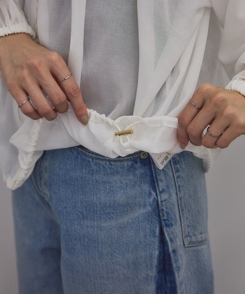 セール】シアーギャザージップブルゾン/ブラウス［冷房対策・日除け