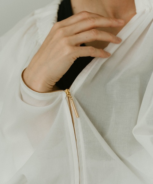 セール】シアーギャザージップブルゾン/ブラウス［冷房対策・日除け