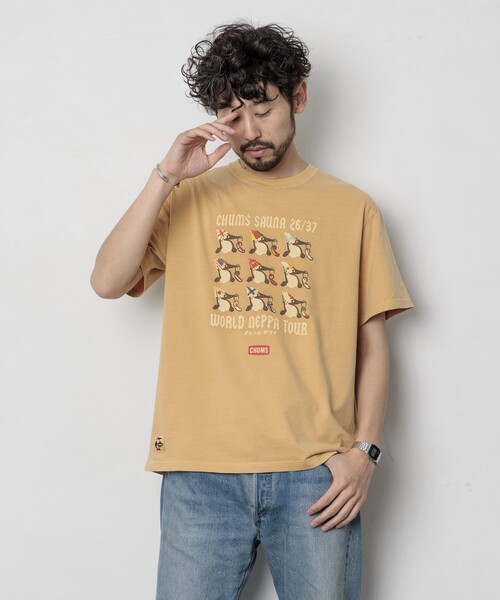 CHUMS（チャムス）の「CHUMS×SAUVENIR/チャムス×サウベニア 別注 WORLD NEPPA TOUR Tee/ワールド熱波ツアーTシャツ/サウナ（Tシャツ/カットソー・メンズ・ブラック/イエロー系その他/ホワイト/グリーン系その他・MEDIUM/LARGE/X-LARGE）」の7枚目の写真