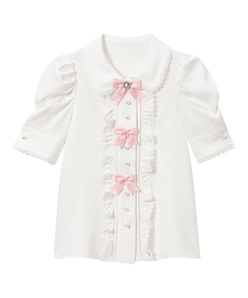 DearMyLove（ディアマイラブ）の「マトンスリーブブラウス（シャツ/ブラウス・レディース・ホワイト/ライトグレー/ブラック/グレー/ベビーピンク/ボルドー/ホワイト系その他/グレー系その他/ブラック系その他/チャコールグレー/ピンク系その他/レッド系その他・MEDIUM/LARGE/LL/3L）」の2枚目の写真