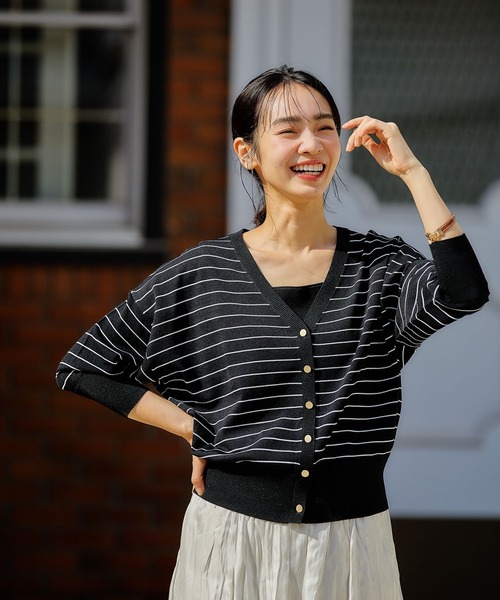 FOUND GOOD(ファウンドグッド)の「COOLニット/Vカーデ7S(ニット/セーター・レディース・ベージュ/ブルー系5/パープル系2/グレー系/アイボリー/ブラック・L/M)」の3枚目の写真