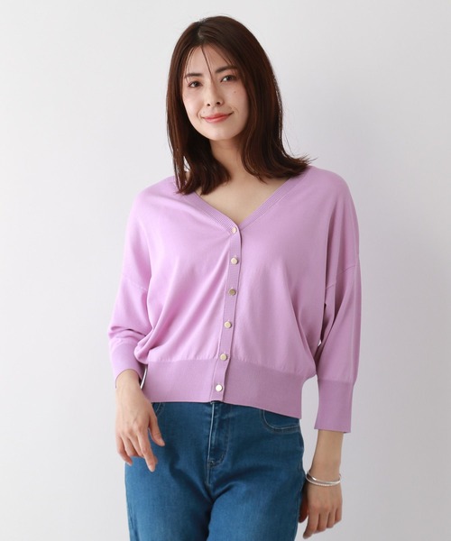 FOUND GOOD(ファウンドグッド)の「COOLニット/Vカーデ7S(ニット/セーター・レディース・ベージュ/ブルー系5/パープル系2/グレー系/アイボリー/ブラック・L/M)」の1枚目の写真