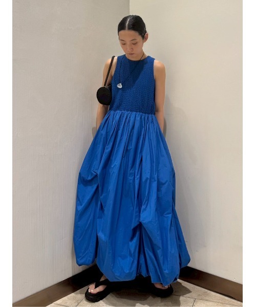 emmi（エミ）の「膨れジャガードカットドッキングワンピース（ワンピース・レディース・ブルー/ブラウン/ホワイト・0/1）」の10枚目の写真