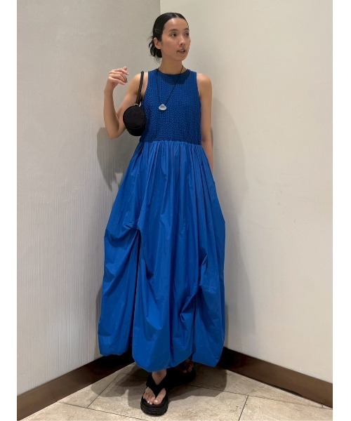 emmi（エミ）の「膨れジャガードカットドッキングワンピース（ワンピース・レディース・ブルー/ブラウン/ホワイト・0/1）」の16枚目の写真