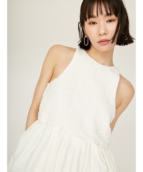emmi（エミ）の「膨れジャガードカットドッキングワンピース（ワンピース・レディース・ブルー/ブラウン/ホワイト・0/1）」の13枚目の写真