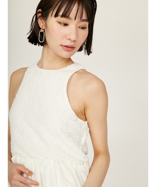 emmi（エミ）の「膨れジャガードカットドッキングワンピース（ワンピース・レディース・ブルー/ブラウン/ホワイト・0/1）」の19枚目の写真